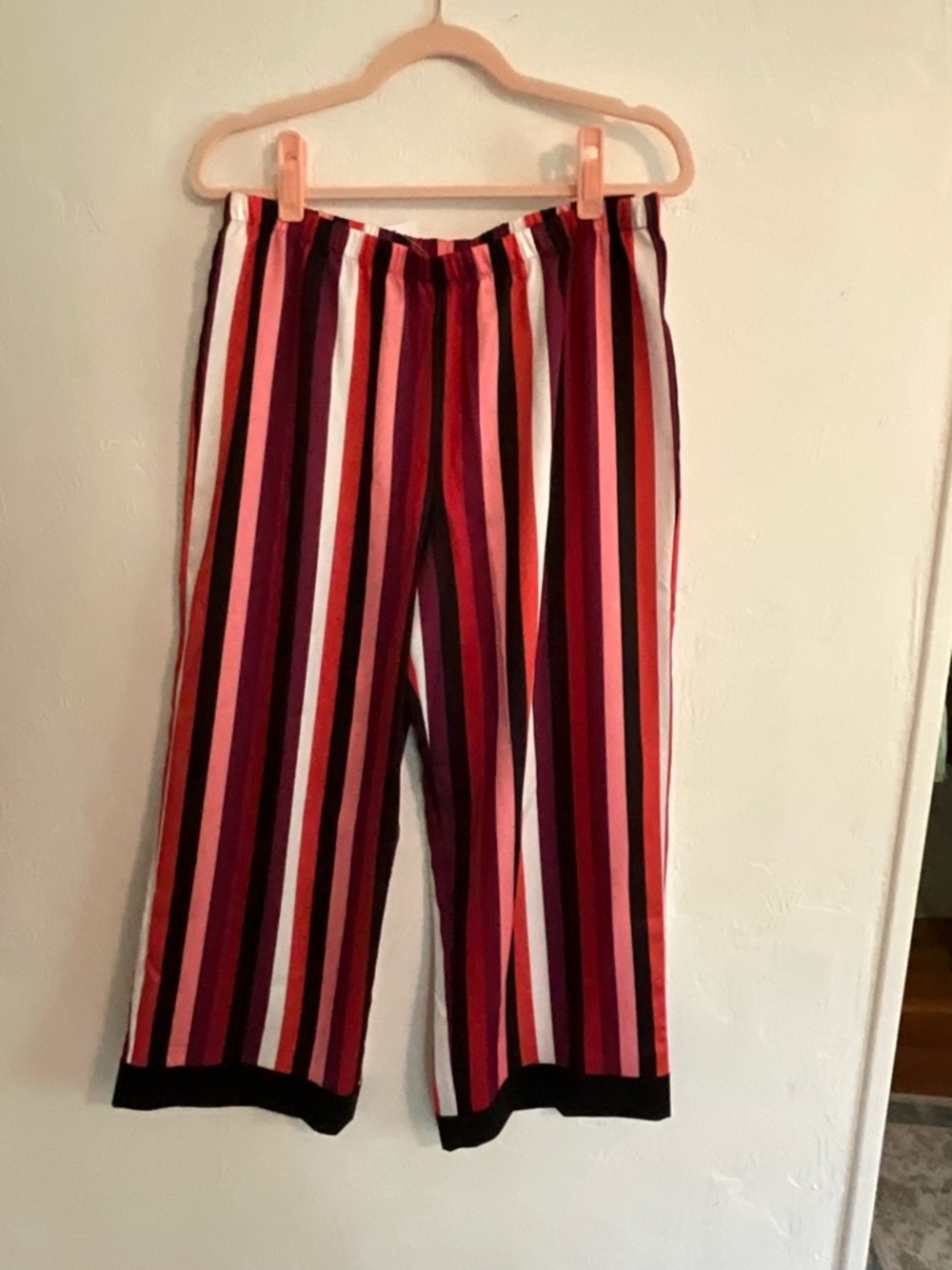 Kate Spade New York Satin Stripe Wide Leg Sleep Pants Large